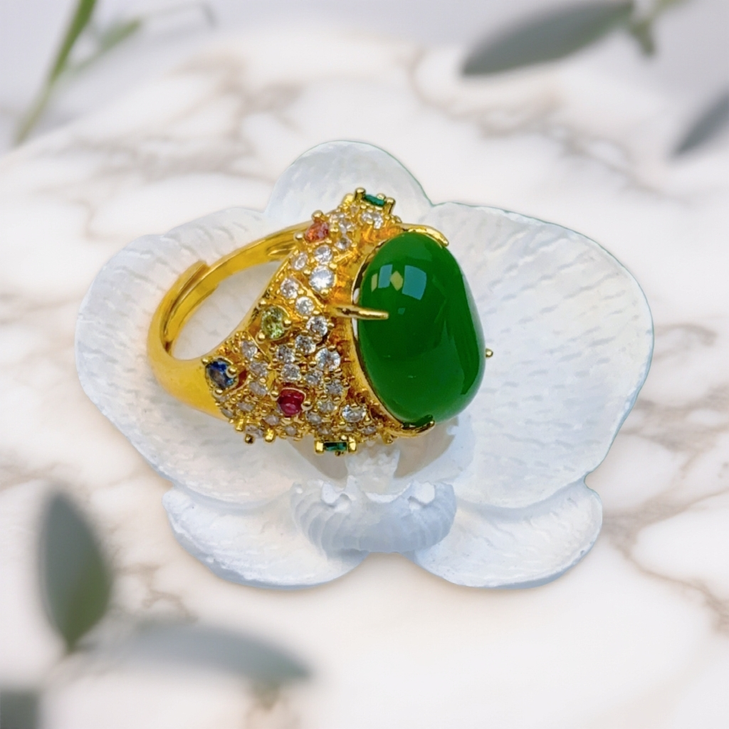 欧标奢饰国际传藏精品-碧波凝翠戒指MX056明星同款饰品精致小饰品