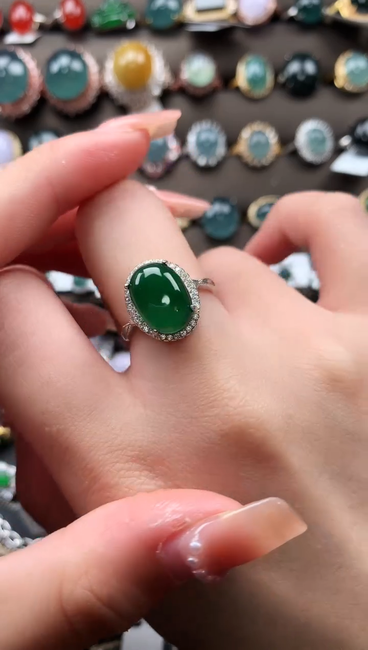 【闪购商品】翡翠戒指银S925镶嵌52141