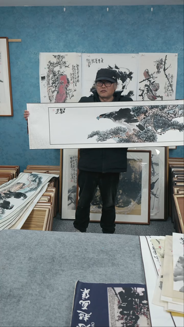 【闪购商品】国画四尺对开本土老师卷轴