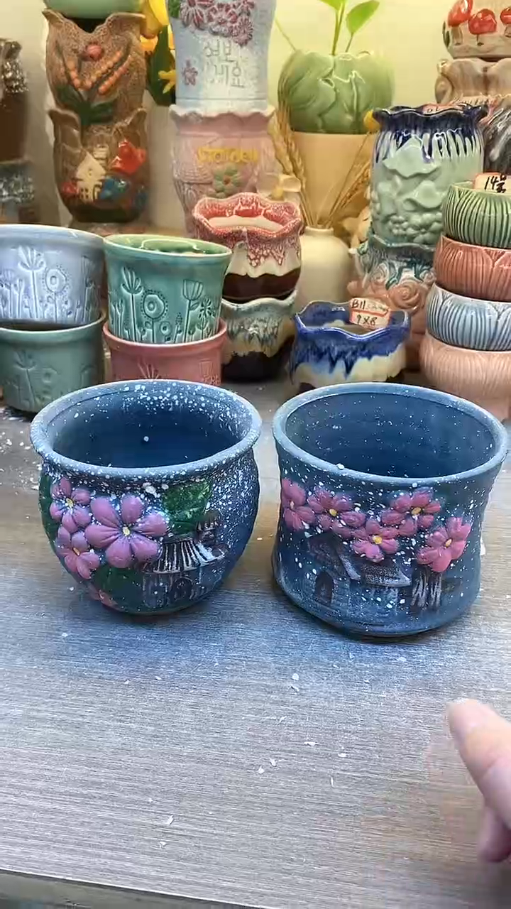 @@陶瓷多肉花盆G13暗香花园2件套