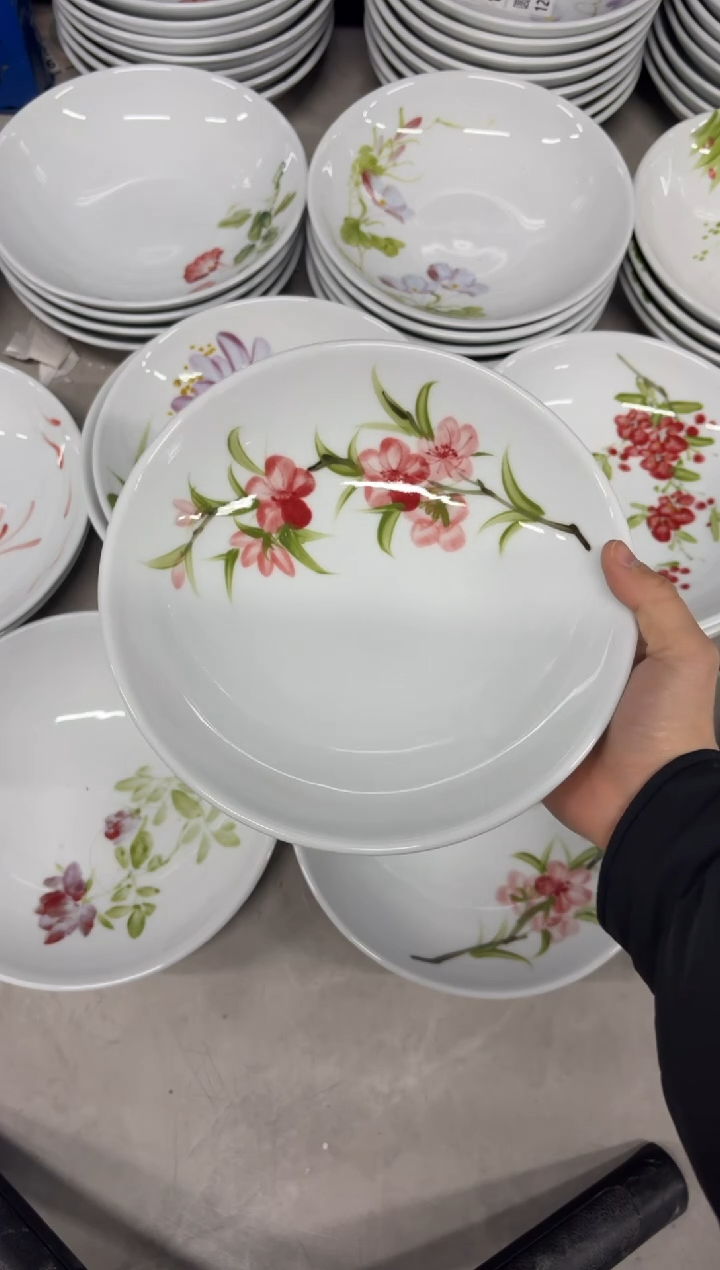 景德镇高温陶瓷食品级手绘釉中彩-圆深盘