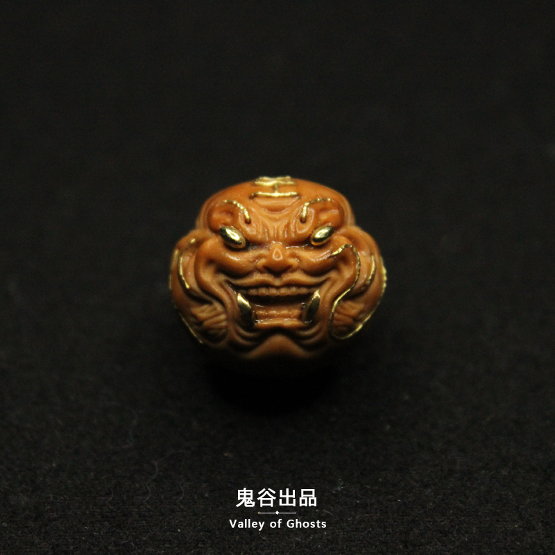 【虎僧】精工镶嵌黄铜的猴头核桃单颗雕刻文玩配饰手串搭配雕刻无药