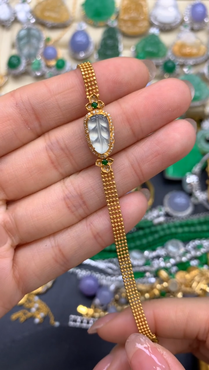 【闪购商品】翡翠手链18K金镶嵌401-中国好珍宝