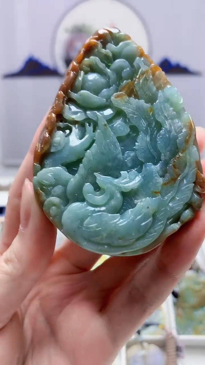 【闪购商品】定制翡翠未镶嵌5060zm-毛货挂件137凤凰