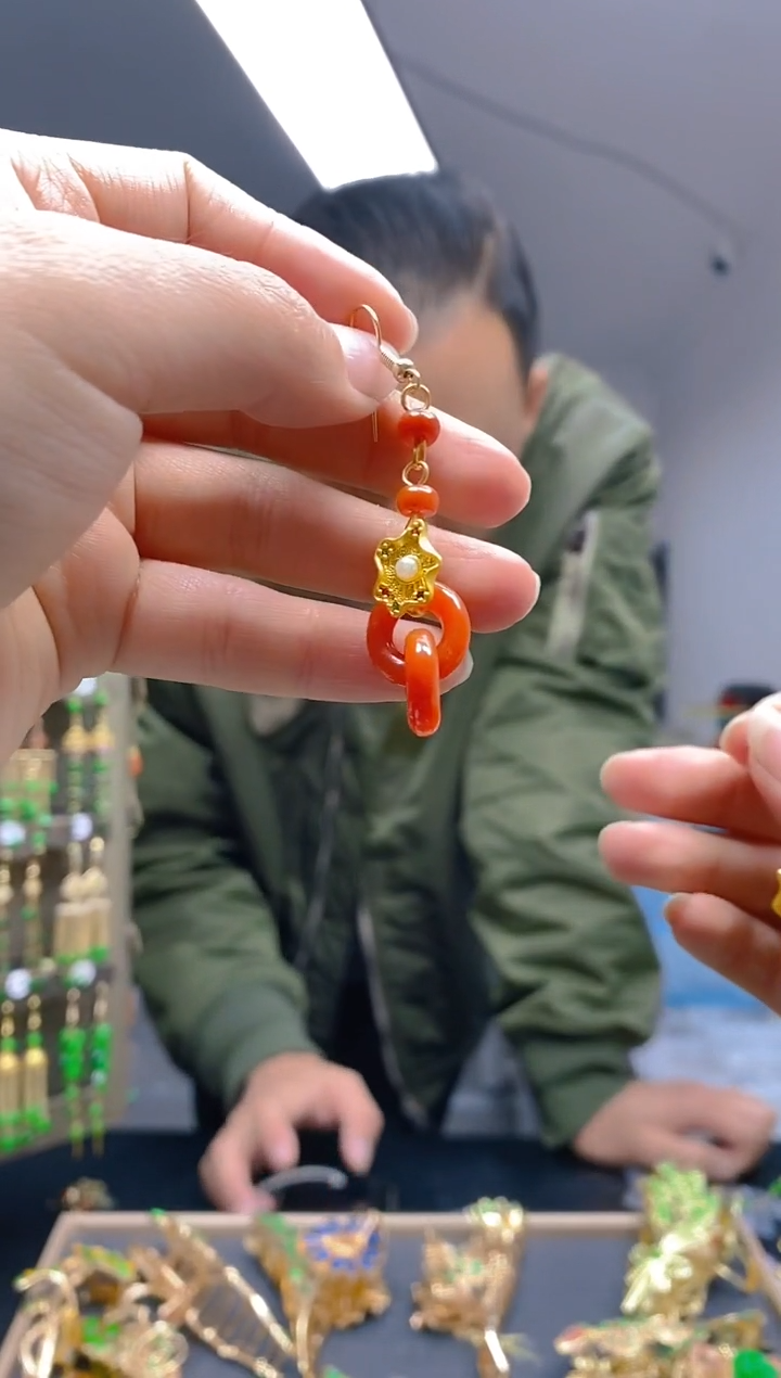 【闪购商品】翡翠耳饰合金0313翡翠耳钩一个