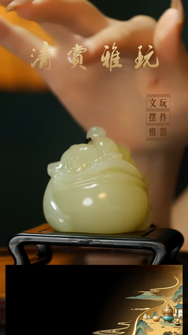 玉《金蟾》手把件摆件
