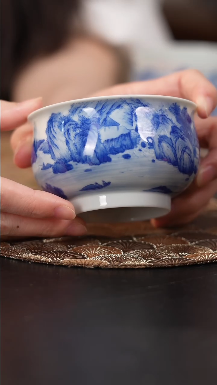 【闪购商品】杯看山柴窑青花林隐