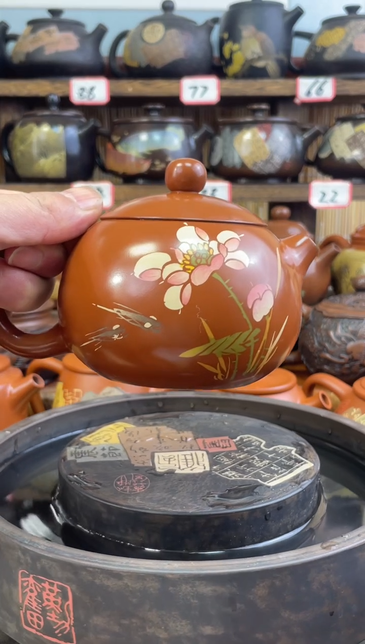 【闪购商品】壶建水紫陶复烧彩填西施壶