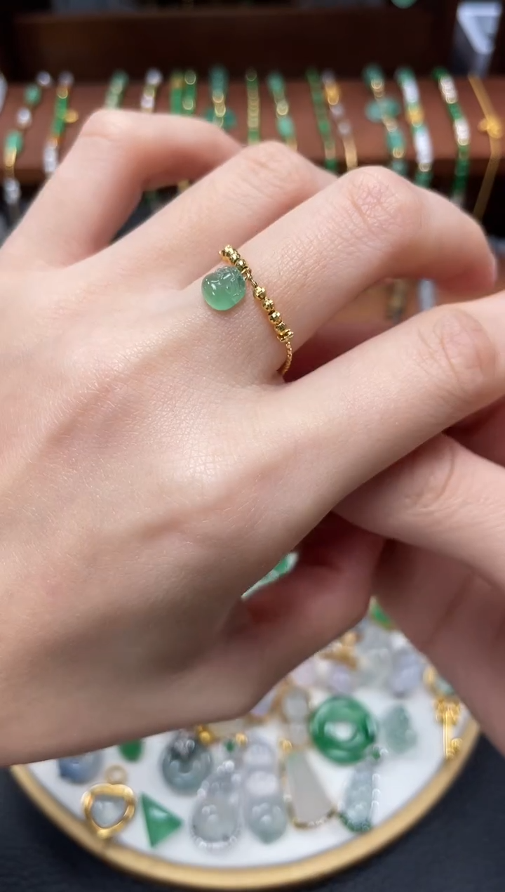 【闪购商品】翡翠戒指18K金镶嵌一个 JK203