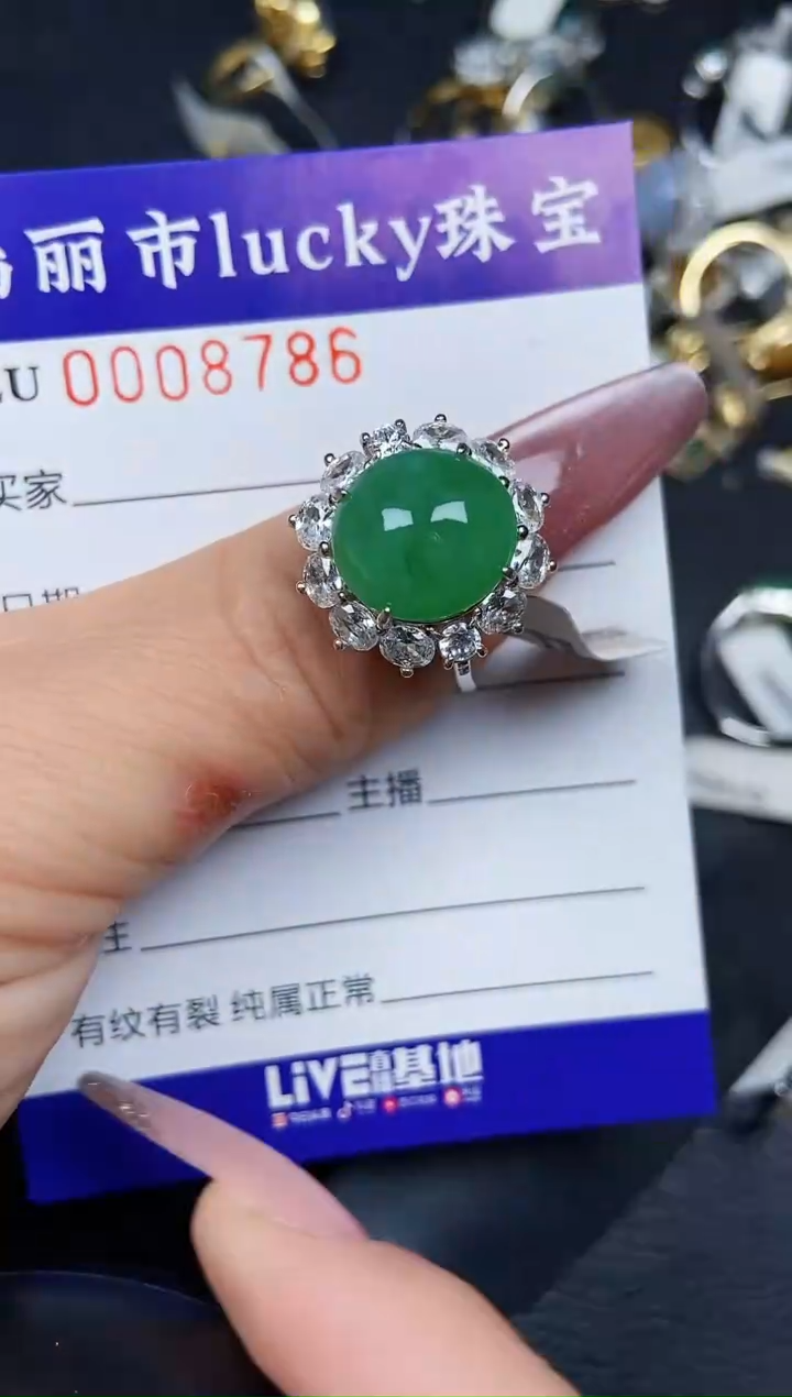 翡翠银S925镶嵌颈饰8786