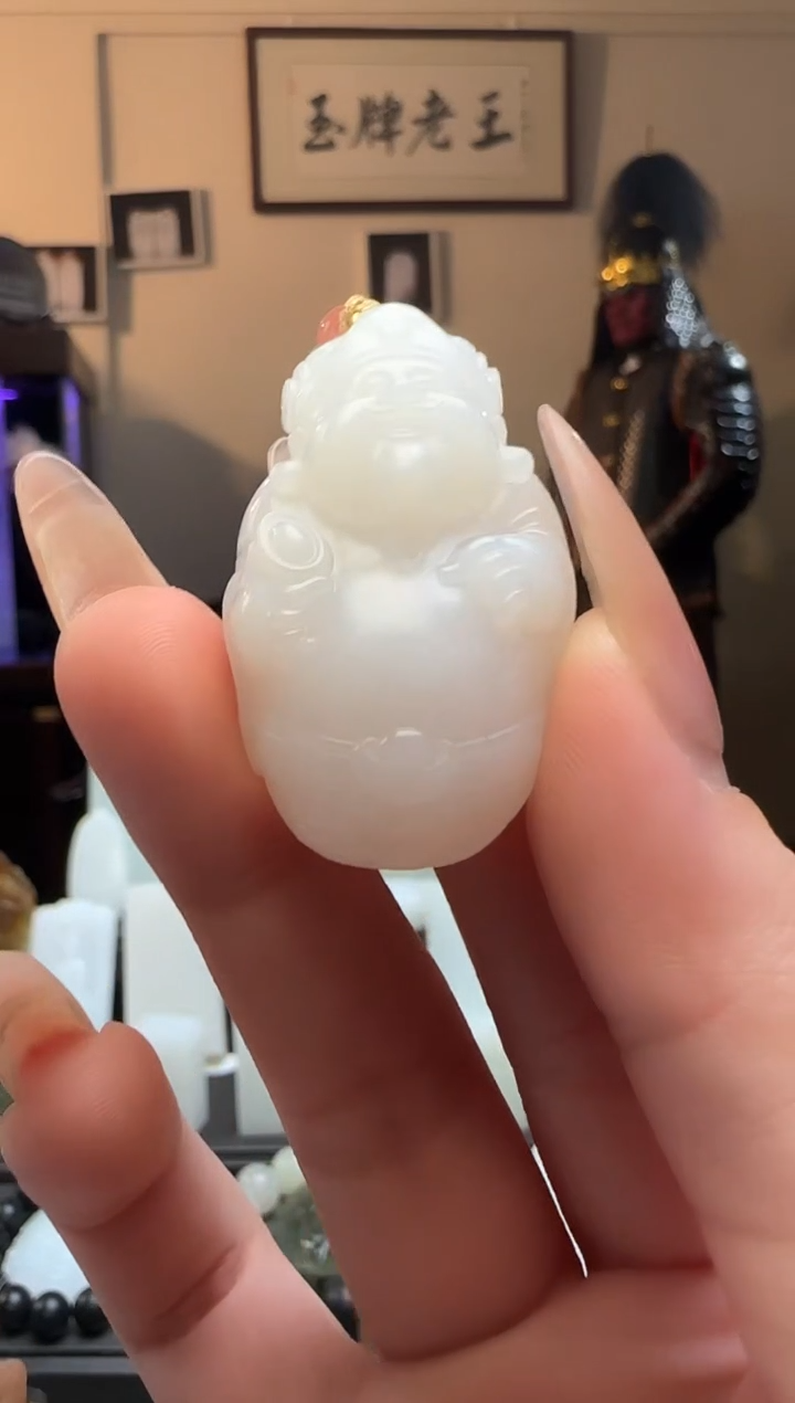 【闪购商品】和田玉白玉财神未镶嵌吊坠