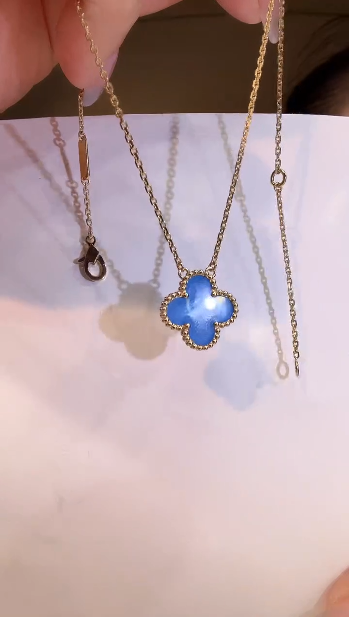 【闪购商品】玛瑙/玉髓项链18K金镶嵌蓝色