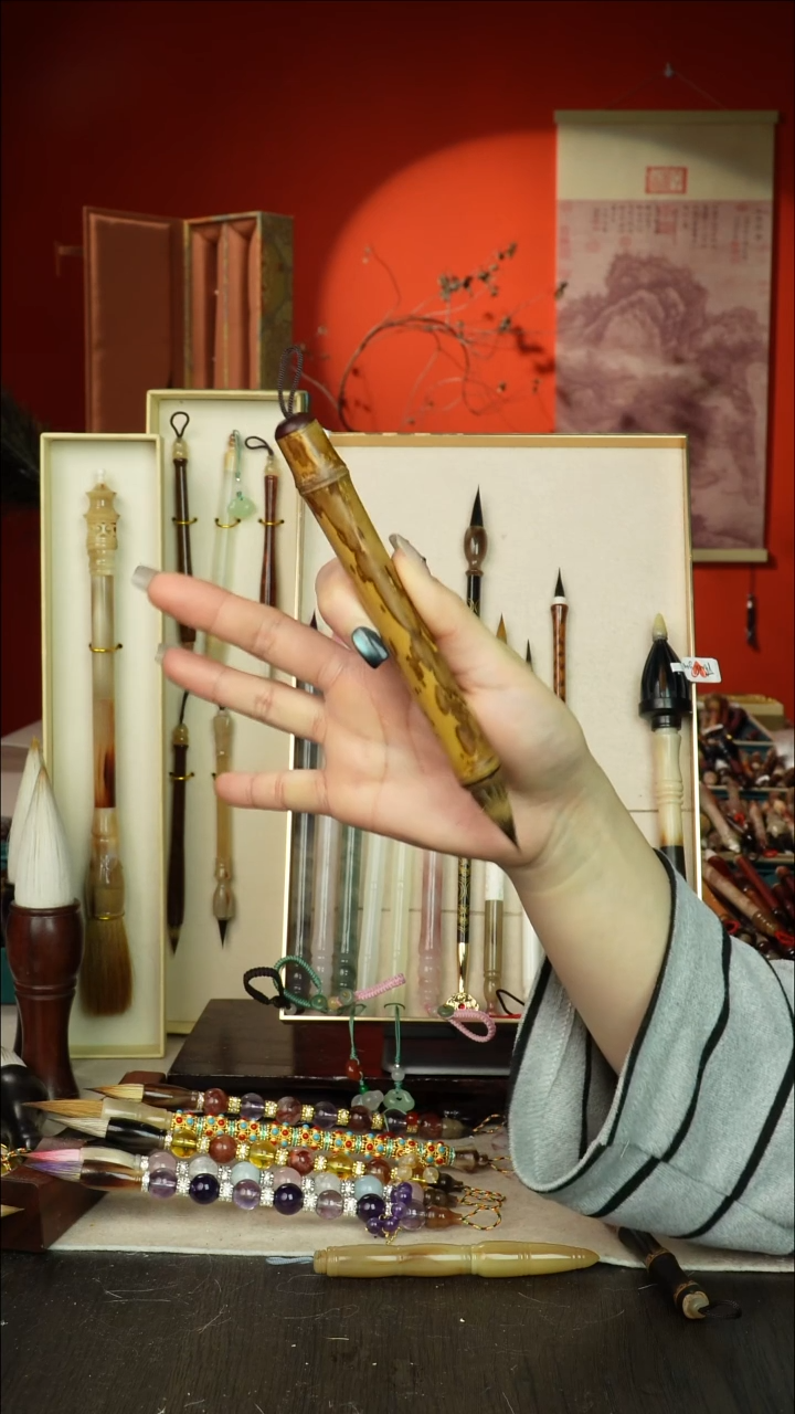 215号闪孤品高货毛笔链接 清水试笔 蘸墨不退