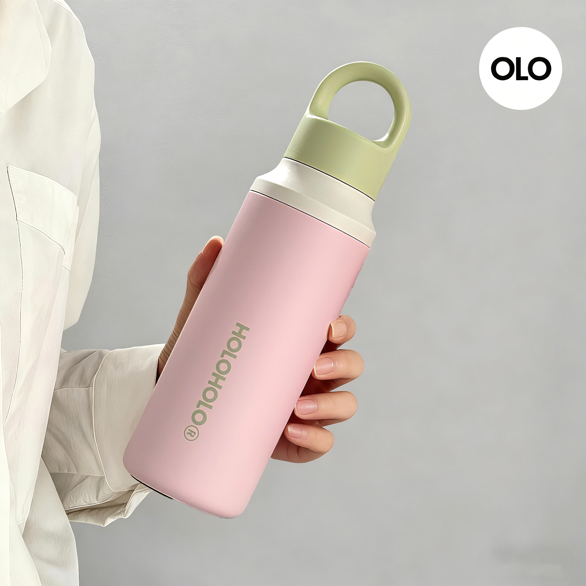 HOLOHOLO咔嗒杯子女生大容量运动水杯高颜值便携外带不锈钢保温杯