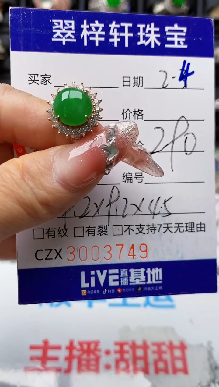 【闪购商品】翡翠戒指银S925镶嵌3749