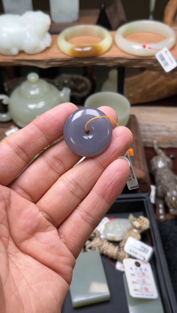 【闪购商品】和田玉吊坠未镶嵌青海烟紫 平安扣 9003362