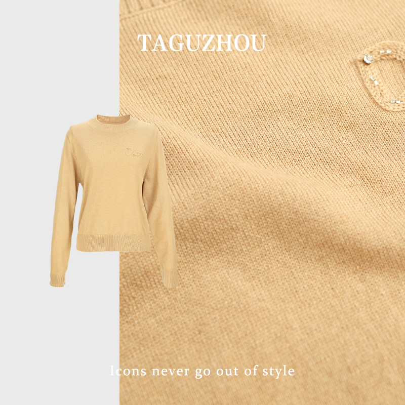 粥粥# 柔氤暖缎~25秋冬纯色保暖羊毛半高领字母图案时尚针织毛衣