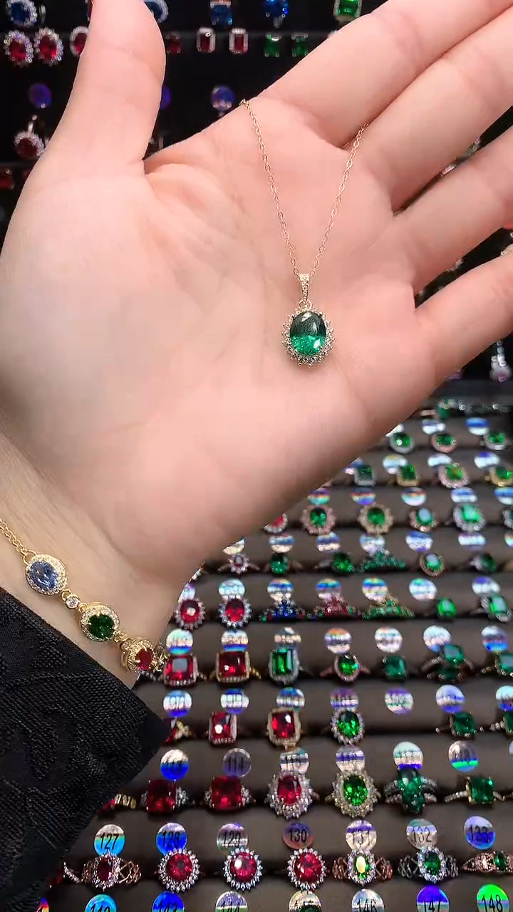 【闪购商品】透辉石吊坠银S925镶嵌金色8.10