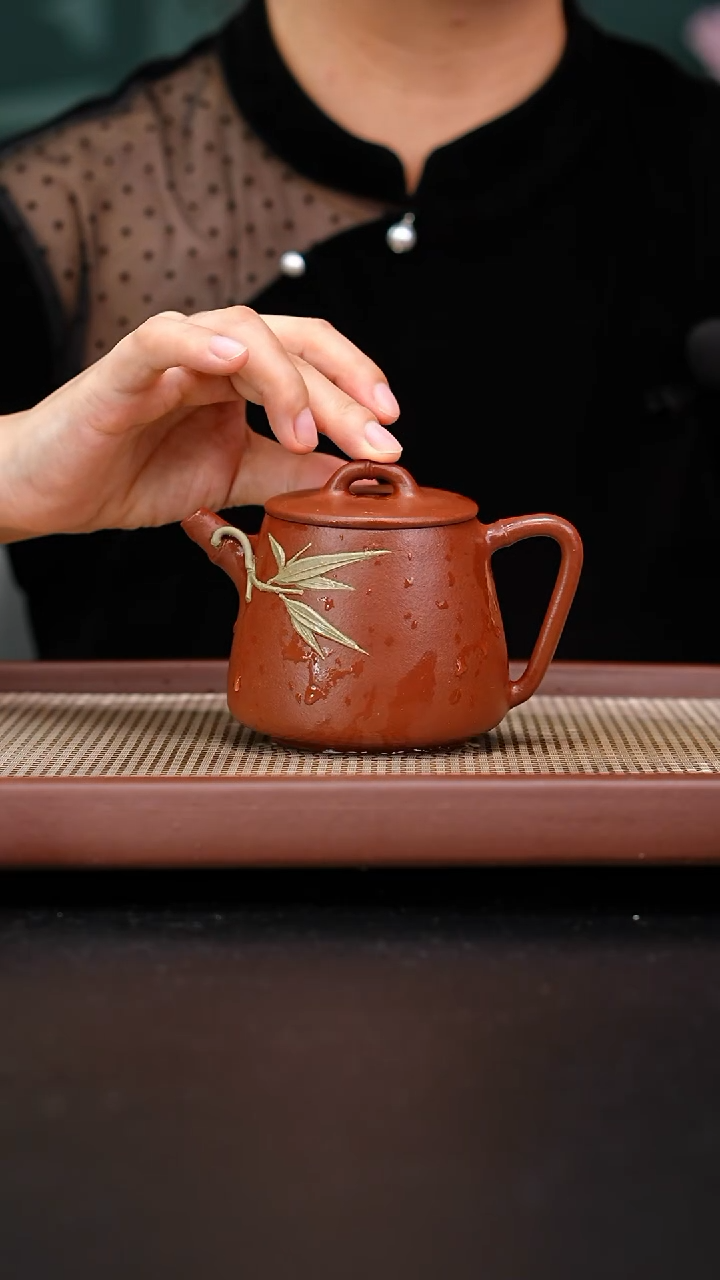 茶壶紫砂石黄龙血砂高石瓢贴竹250
