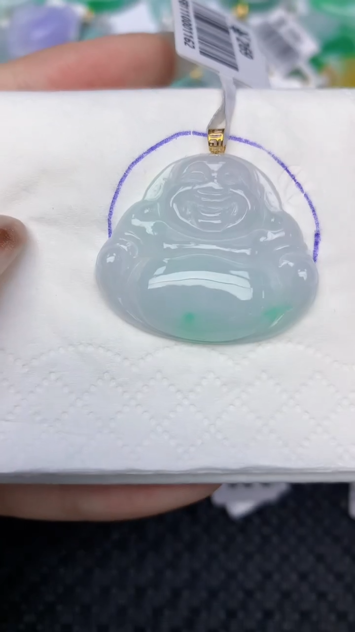 颈饰18K金镶嵌翡翠天然缅甸翡翠a货百元以上9元证书费自理