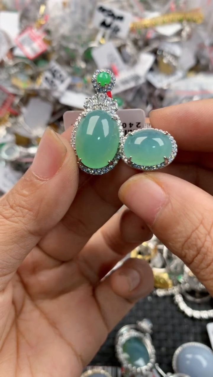 银S925镶嵌戒指翡翠333---9