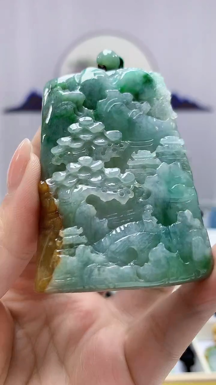 【闪购商品】定制翡翠未镶嵌5028ms-毛货85山水