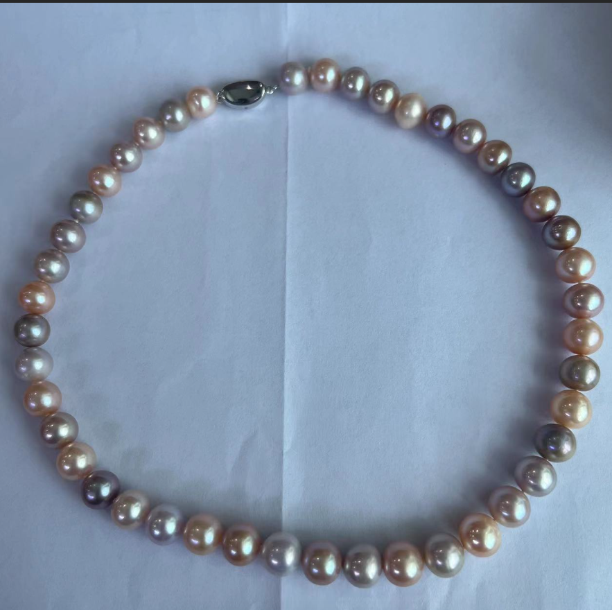 淡水无核混彩9-11mm近圆大珍珠项链