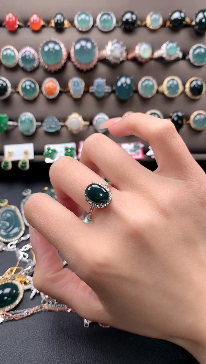 【闪购商品】翡翠戒指银S925镶嵌32131231