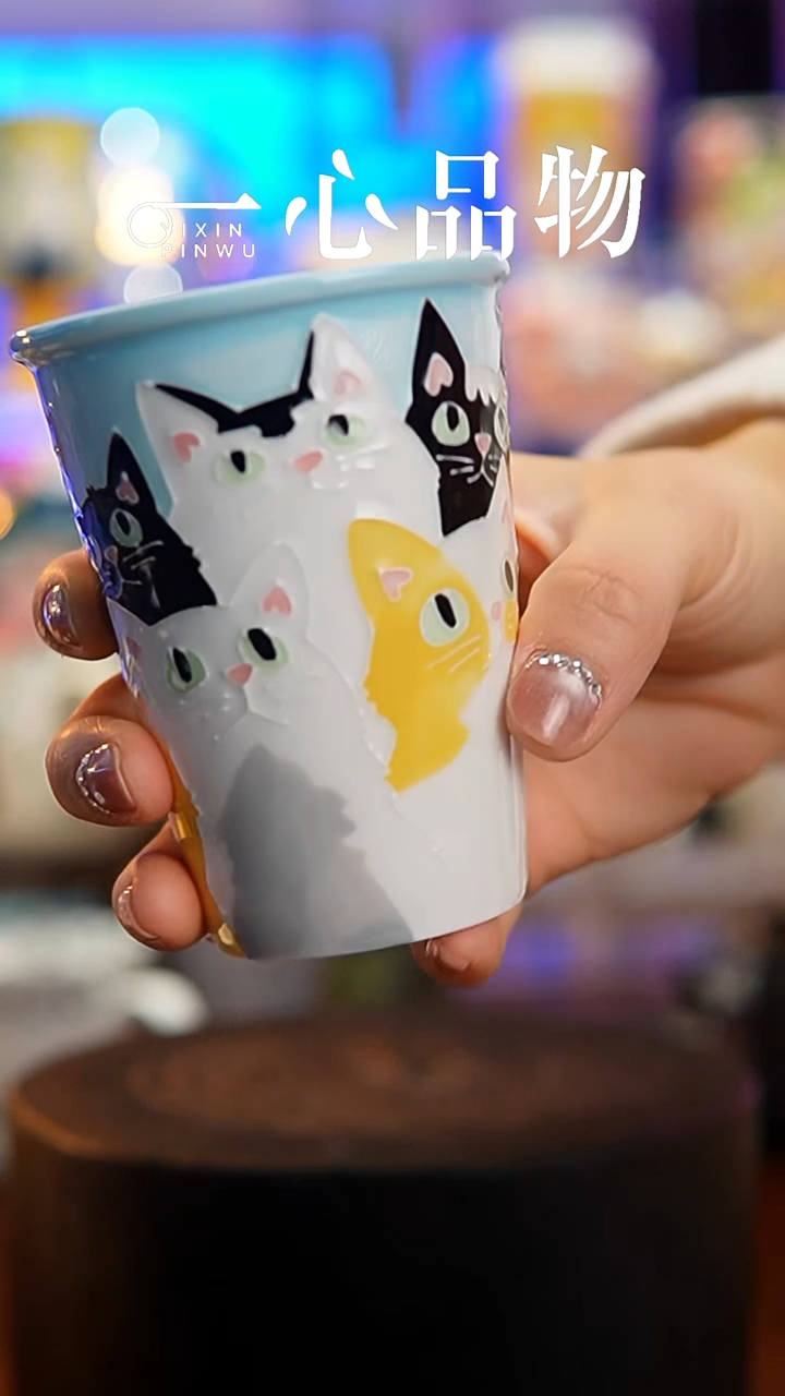 杯子瓷102-13景德镇手工手绘杯子摆件
