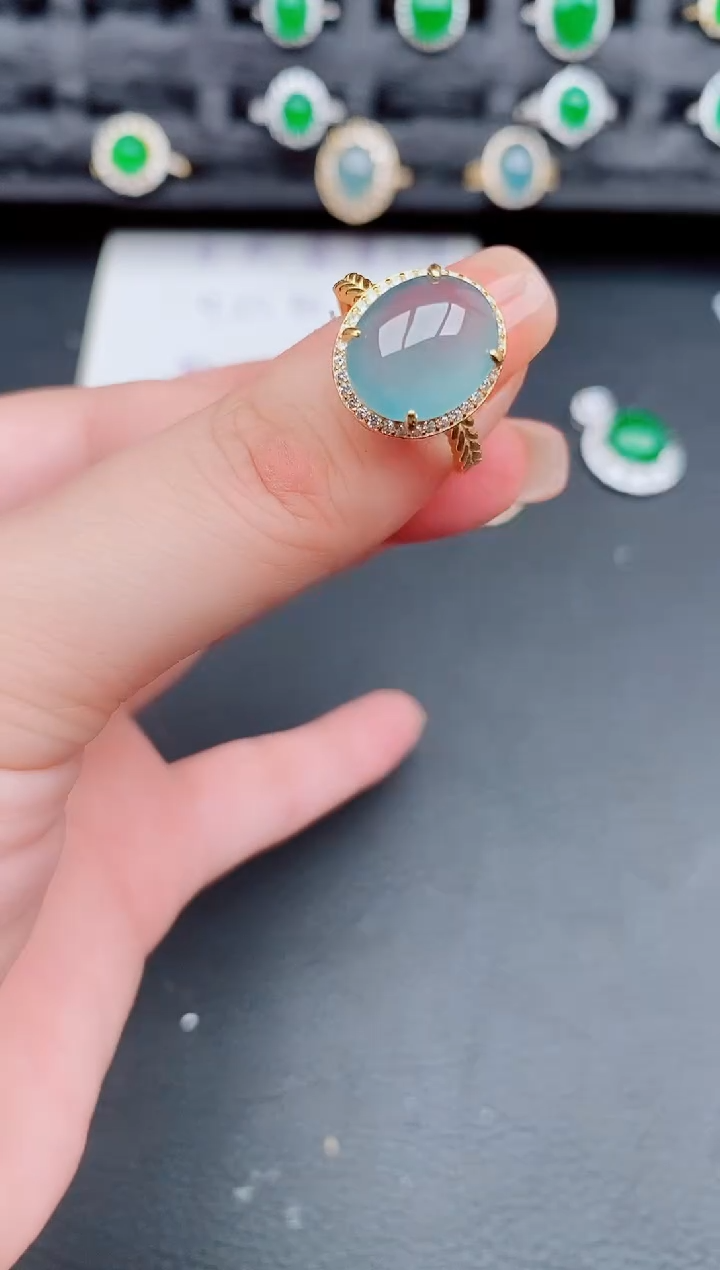 翡翠戒指银S925镶嵌天然a货翡翠653