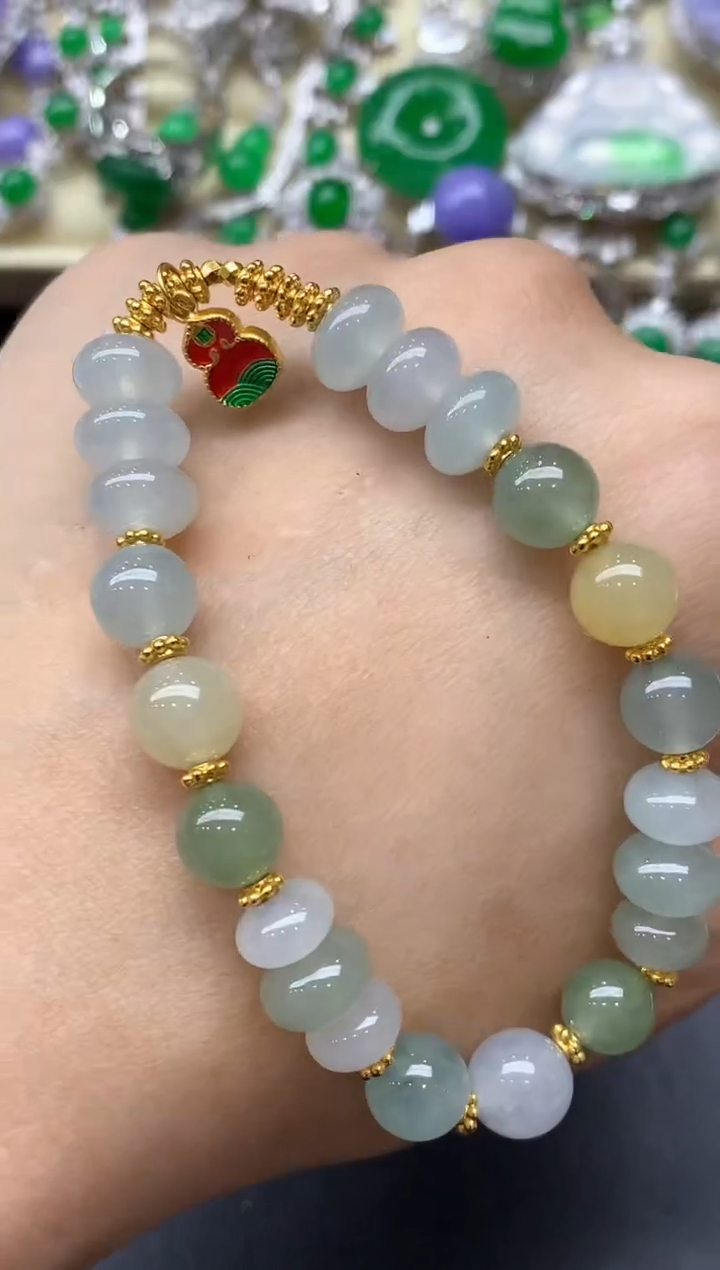 足金镶嵌手链翡翠328-中国好珍宝