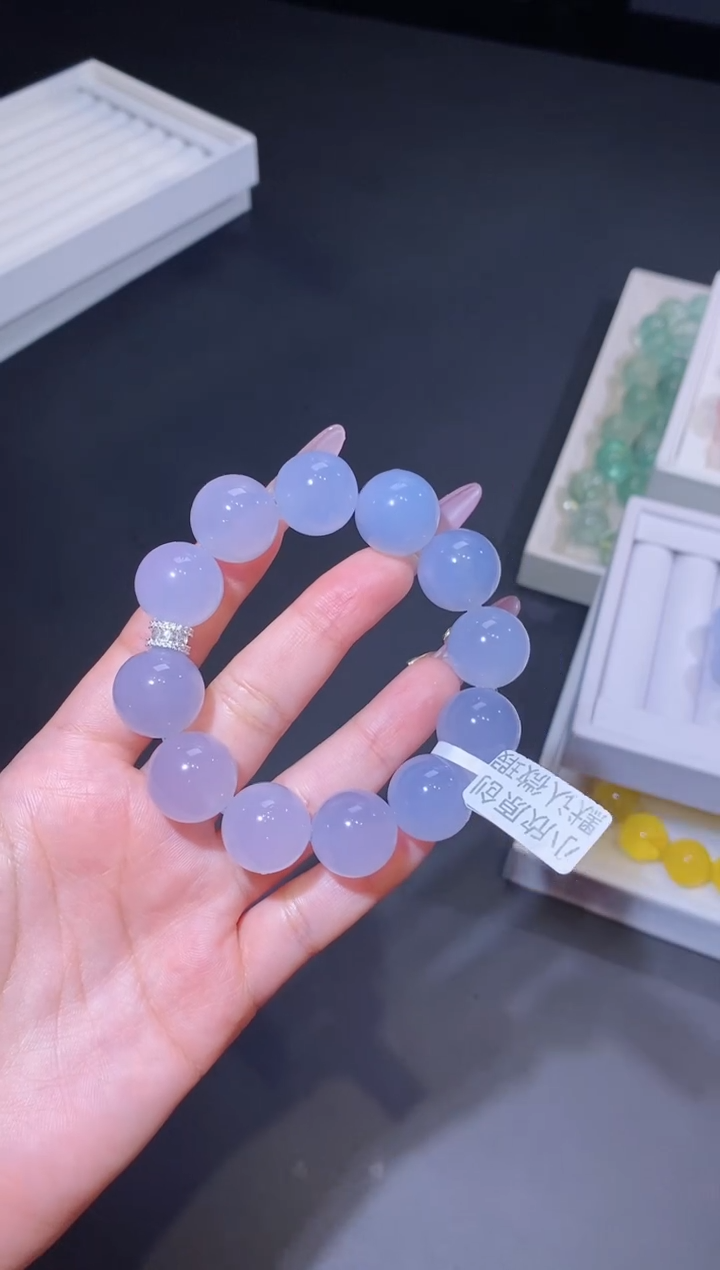 合金手链玛瑙/玉髓1210.3蓝玉髓手串 多样性发其一