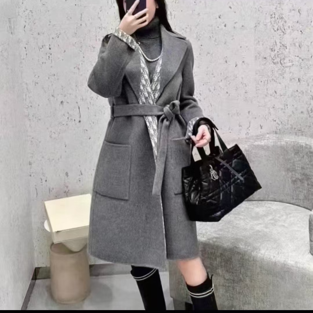 未使用 DIOR/迪奥 Dior 羊毛腰带大衣36