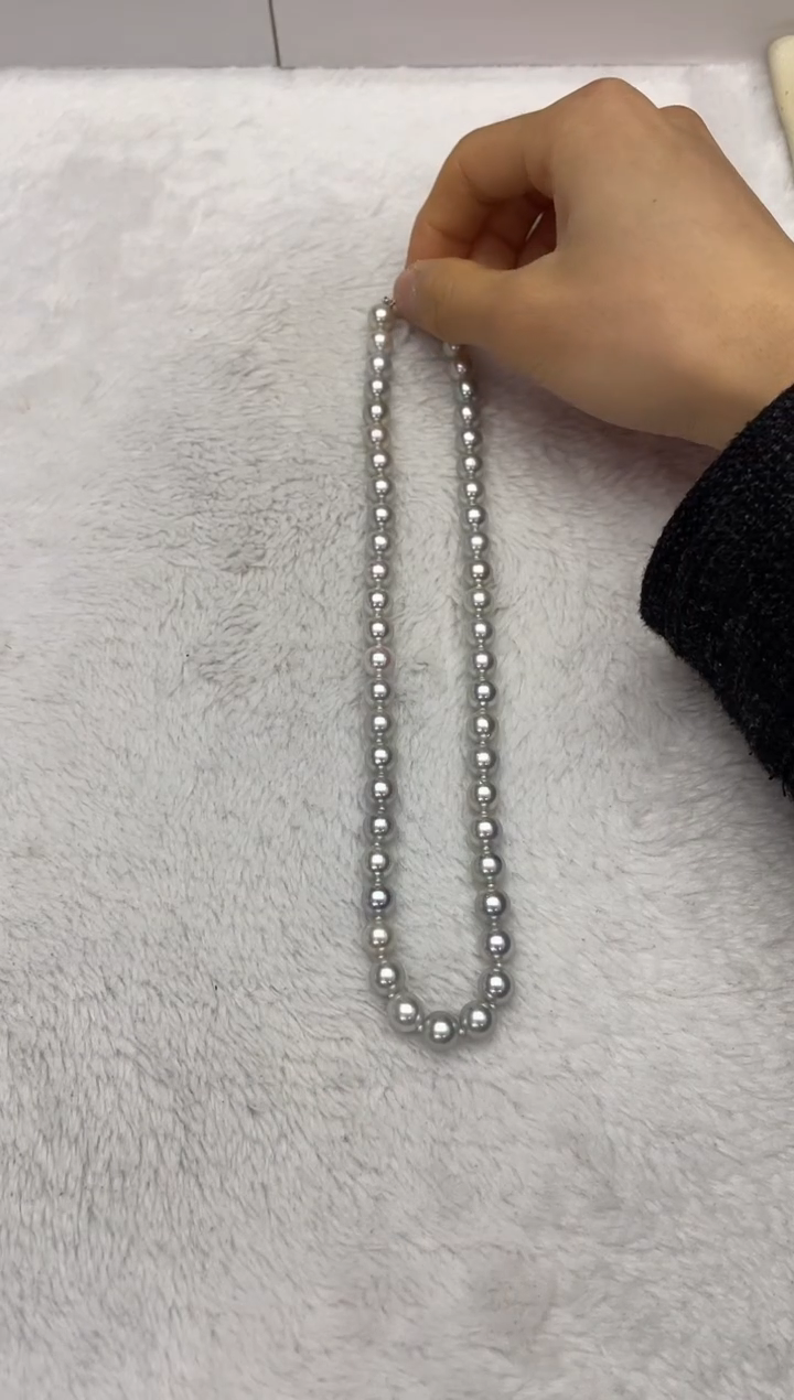 【闪购商品】海水珍珠项链银S925镶嵌AK真多麻8-8.5mm（多样性发一）