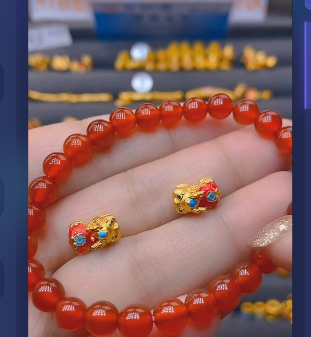 足金999大貔宝2个玛 瑙/多样性发