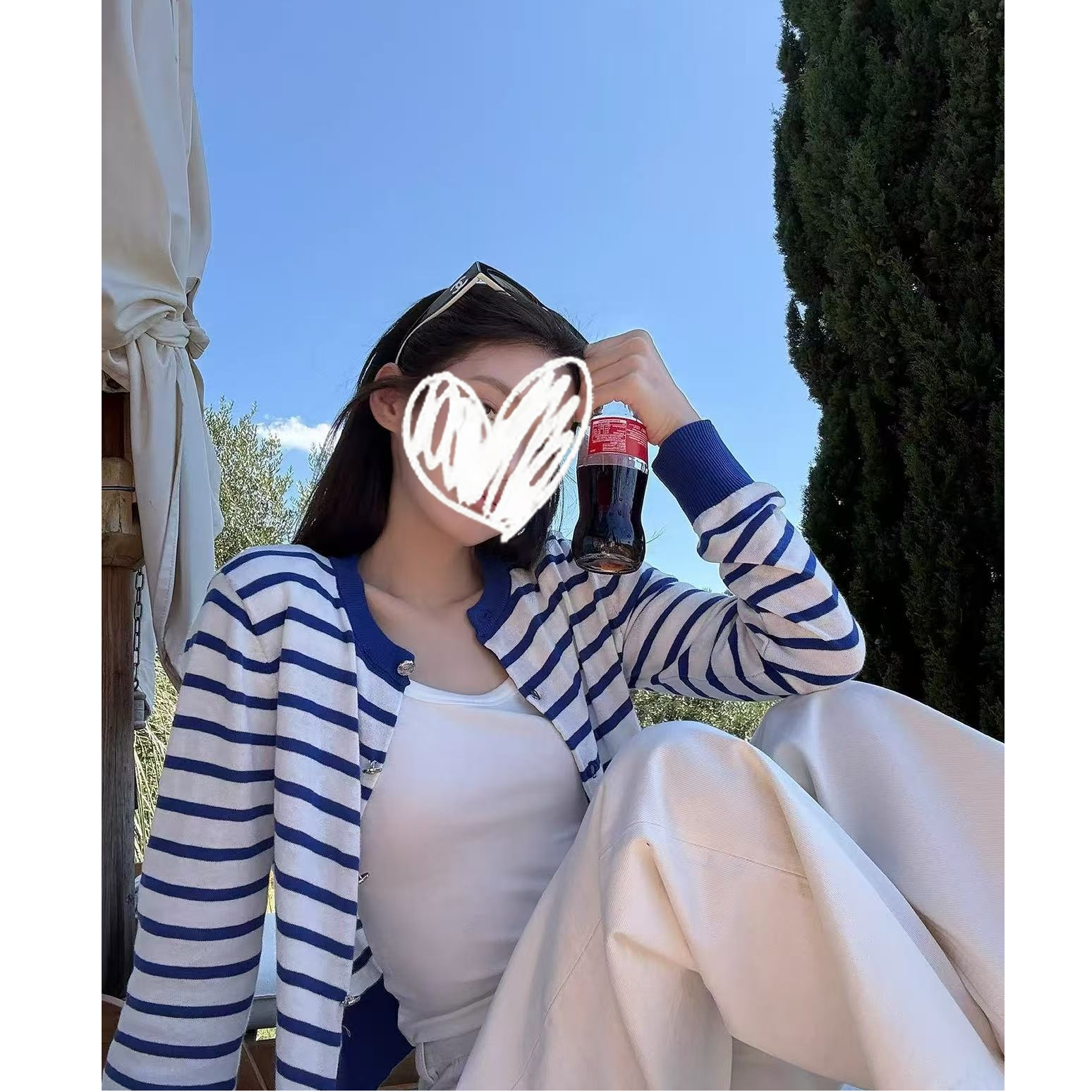 韩版气质条纹开衫女新款薄款宽松短款休闲百搭显瘦针织外搭Y1409 