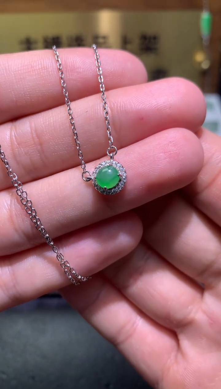 【闪购商品】翡翠颈饰银S925镶嵌净货