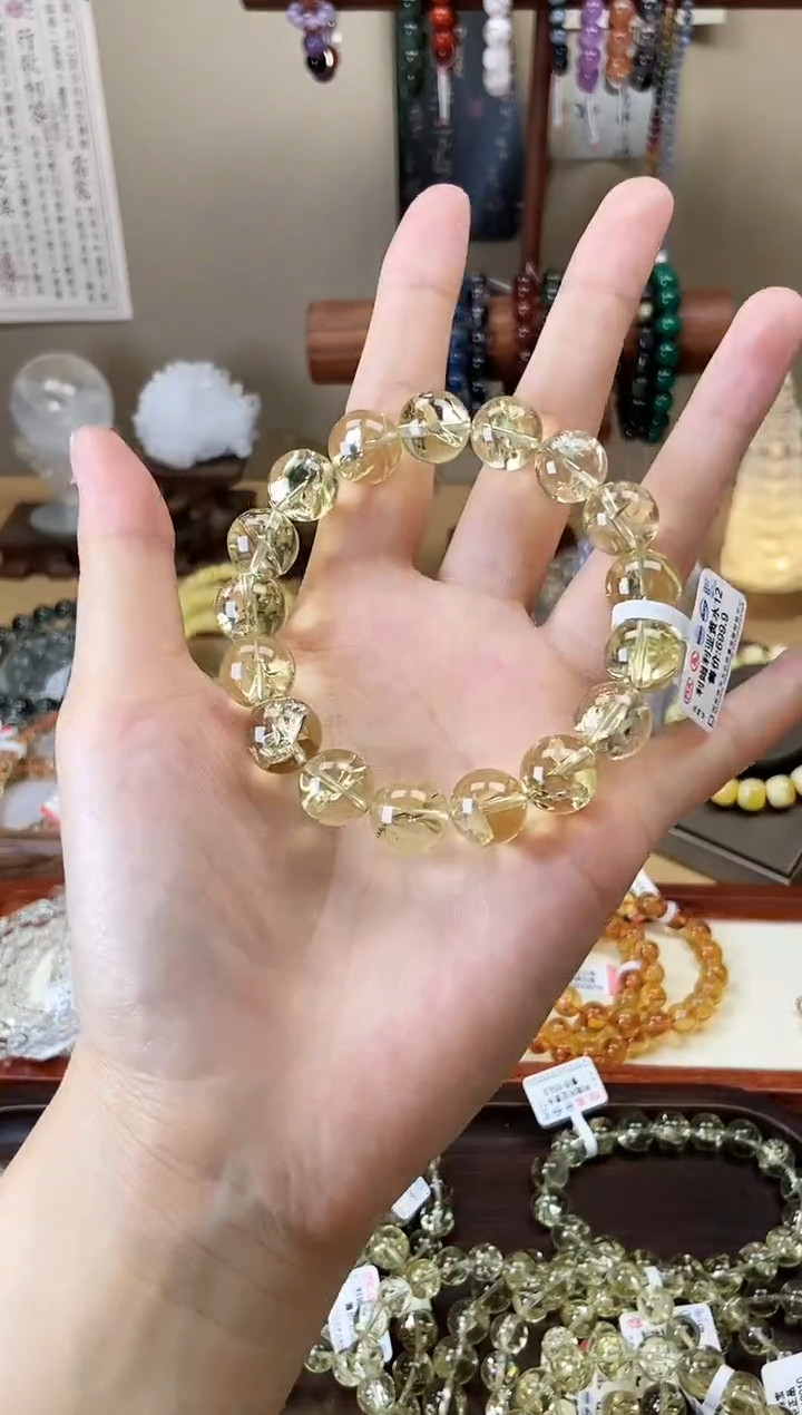 【闪购商品】水晶手链未镶嵌利姆利亚黄水晶12mm