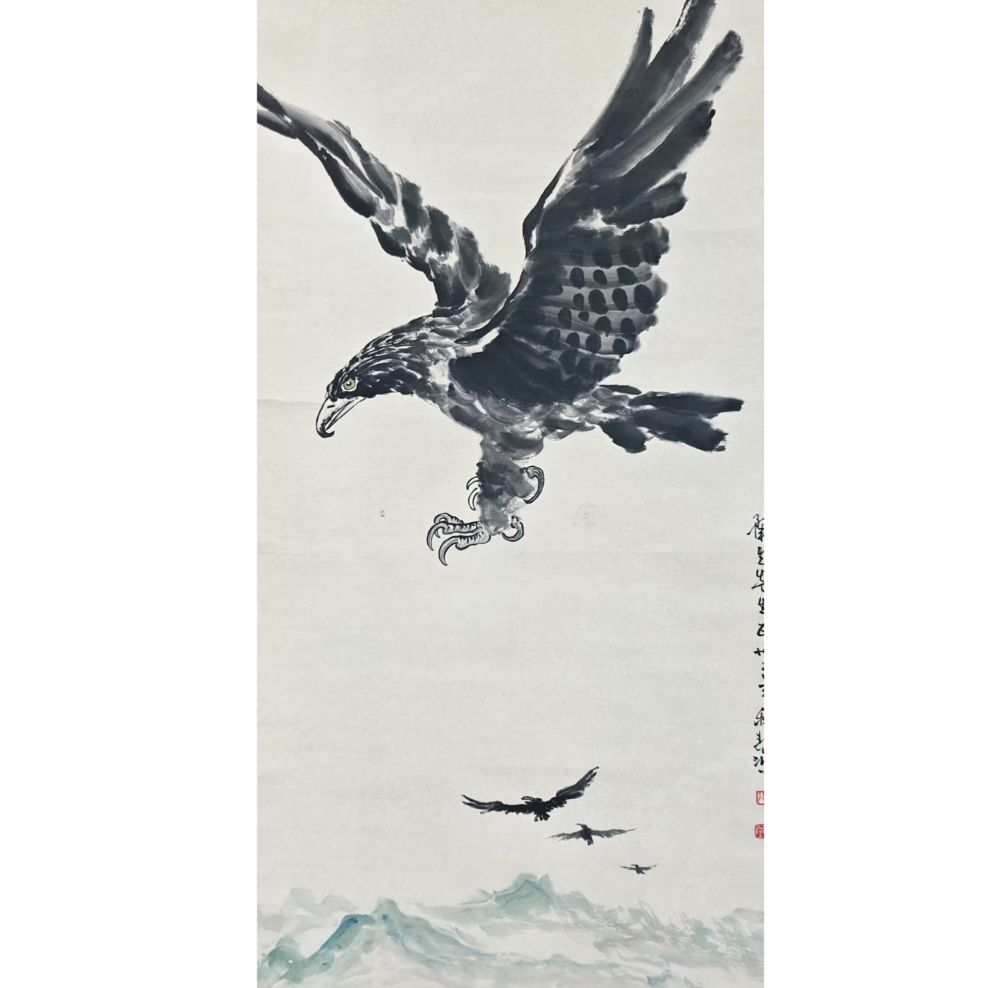 徐老款 鹰立轴 138×68