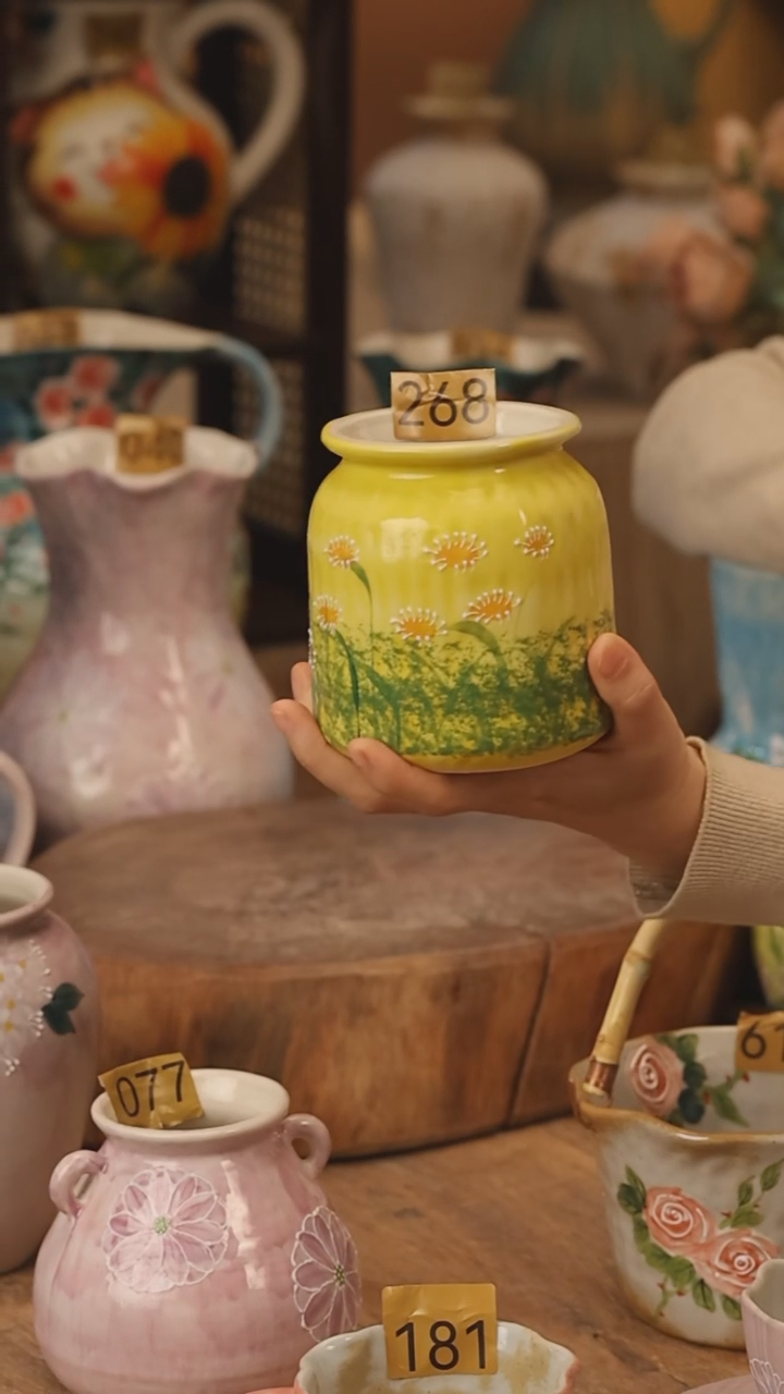 陶瓷景德镇设计师手作花器摆件侘寂风@M268@