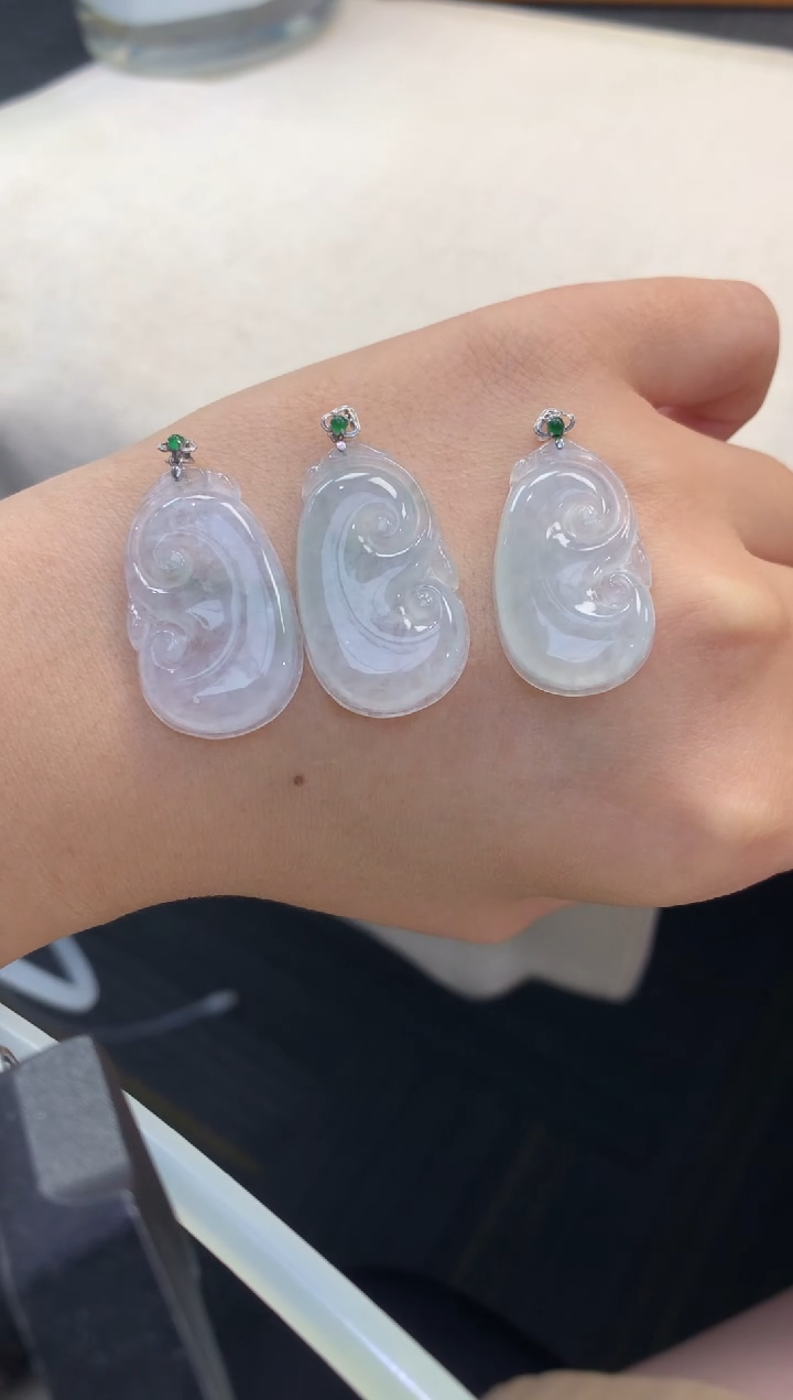 颈饰18K金镶嵌翡翠FA232 翡翠如意 多样性发其一赠皮绳