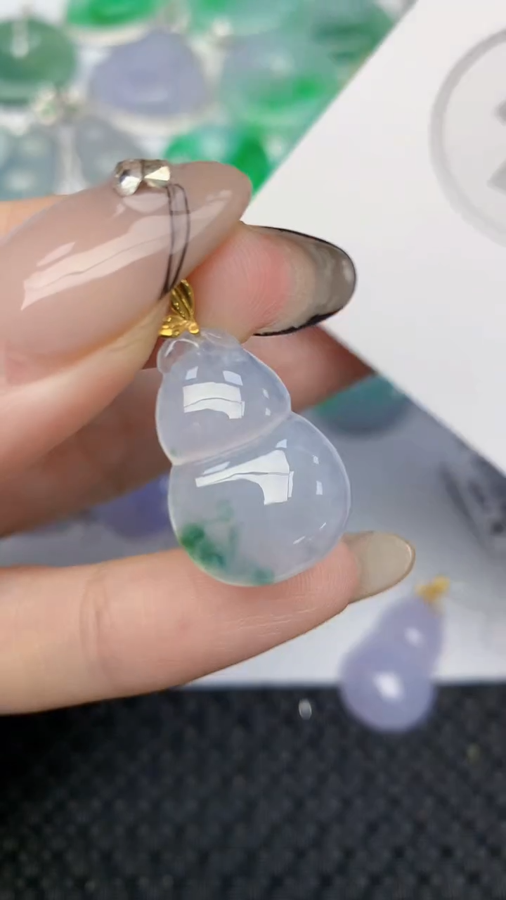 颈饰18K金镶嵌翡翠天然缅甸翡翠a货百元以上9元证书费自理