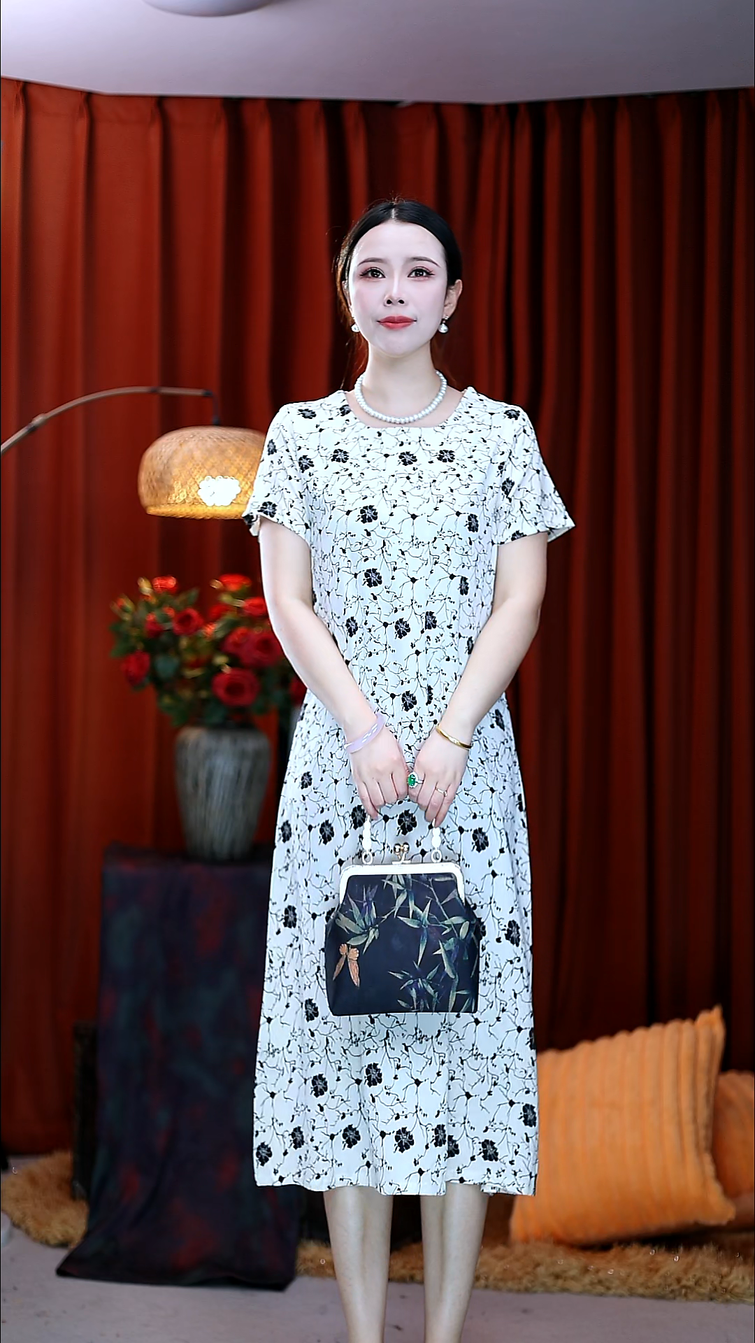 （白雪花）X644百搭休闲风女装中老年女装长裙妈妈装