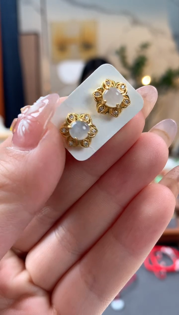 【闪购商品】翡翠耳饰未镶嵌耳钉