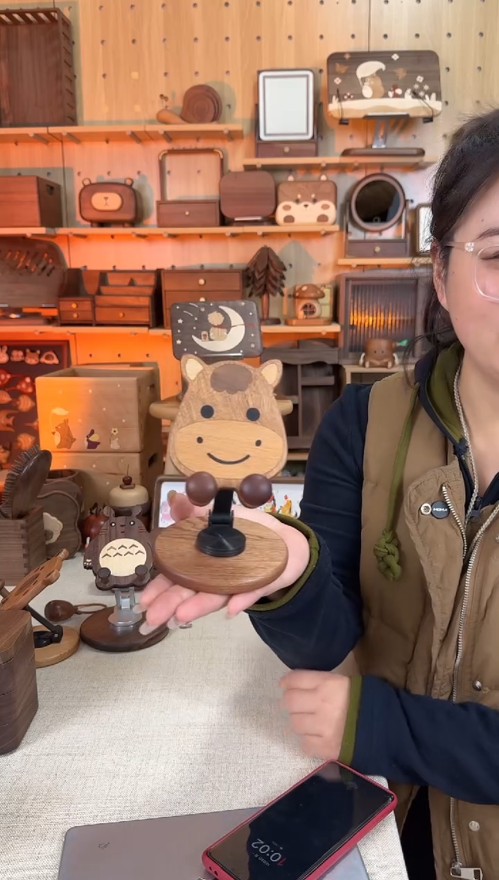 木乌檀木实木小马手机支架