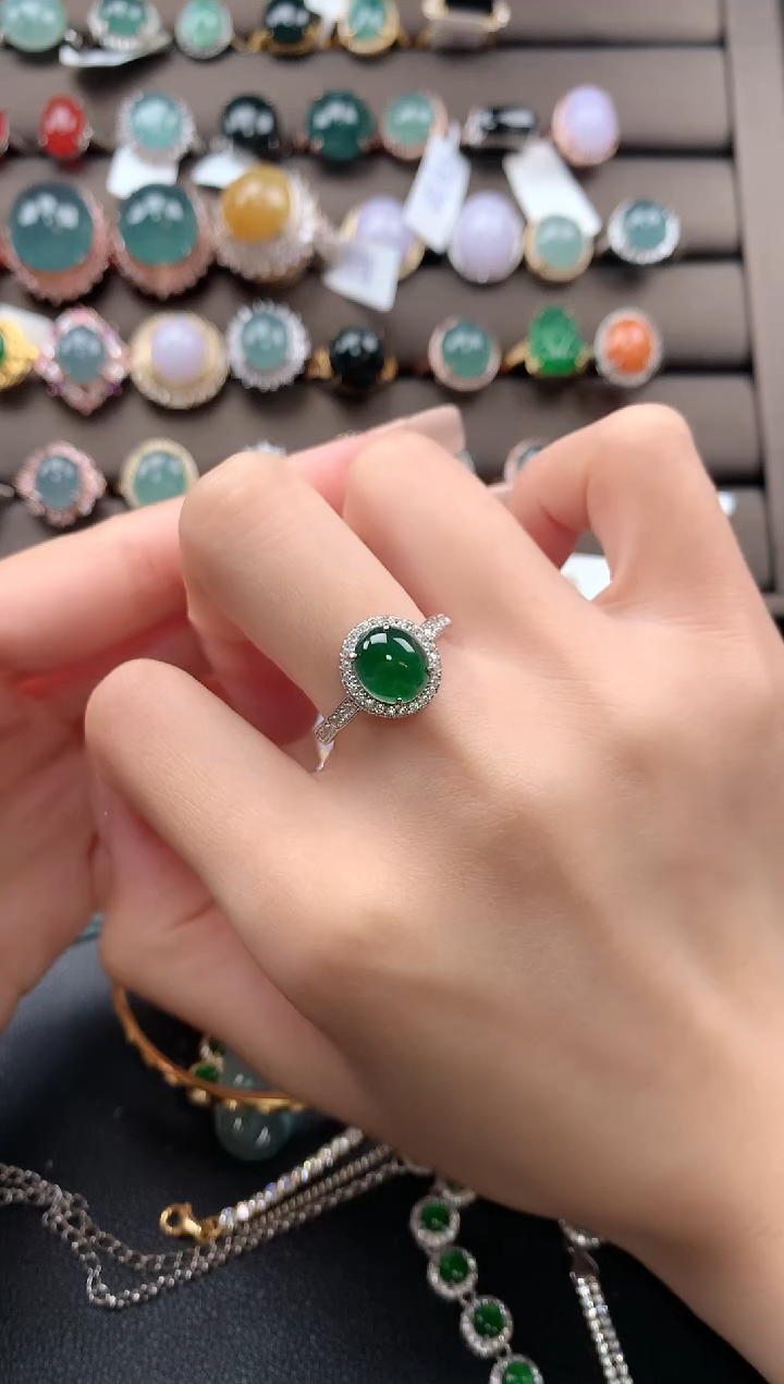 【闪购商品】翡翠戒指银S925镶嵌4324324