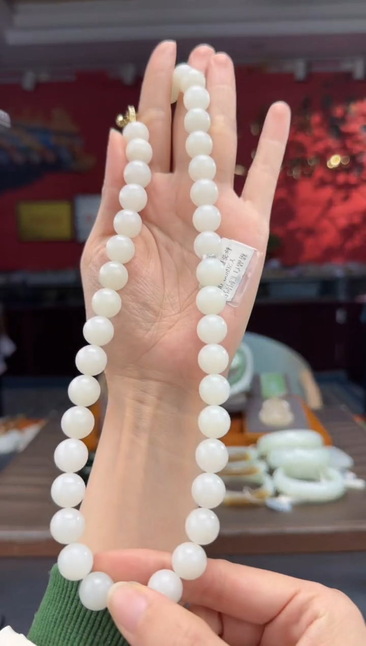 颈饰未镶嵌和田玉白玉妈妈链卡12