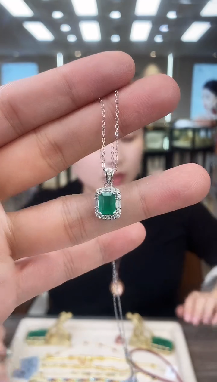 银S925镶嵌项链祖母绿09