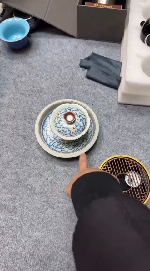 摆件陶茶具茶具茶具祥云盖碗