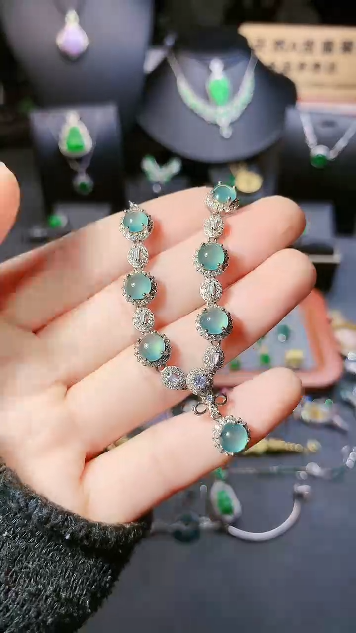 【闪购商品】翡翠套链银S925镶嵌项链